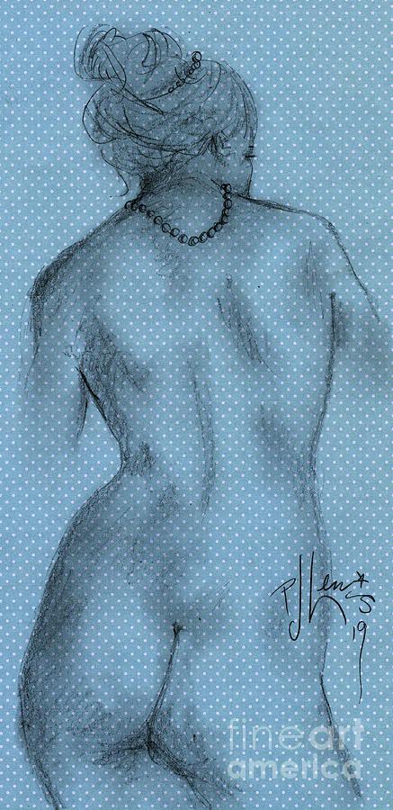 Nude with Pearls Drawing by PJ Lewis