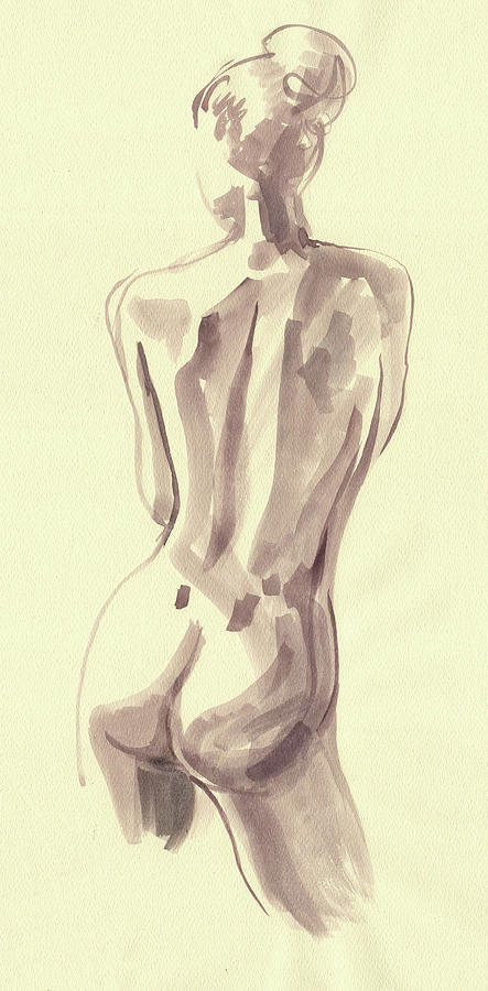 Nude Woman Model Gesture Watercolor XXXVI Painting by Irina Sztukowski