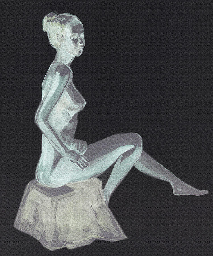 Nude Woman Sitting Gesture Painting by Irina Sztukowski