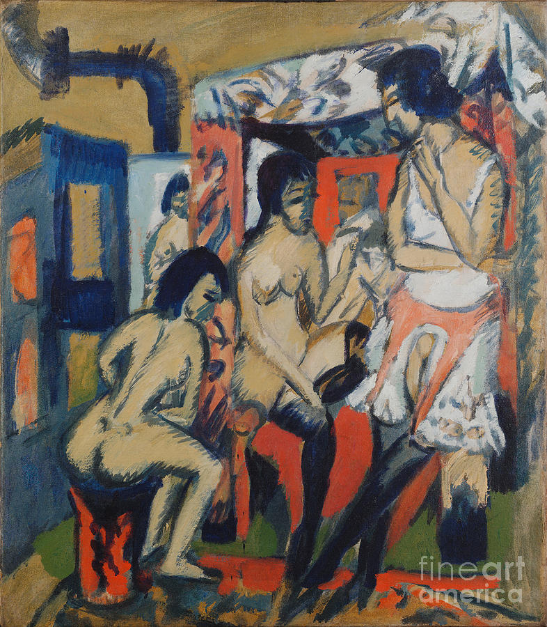 Nudes In Studio, 1912. Artist Kirchner Drawing by Heritage Images