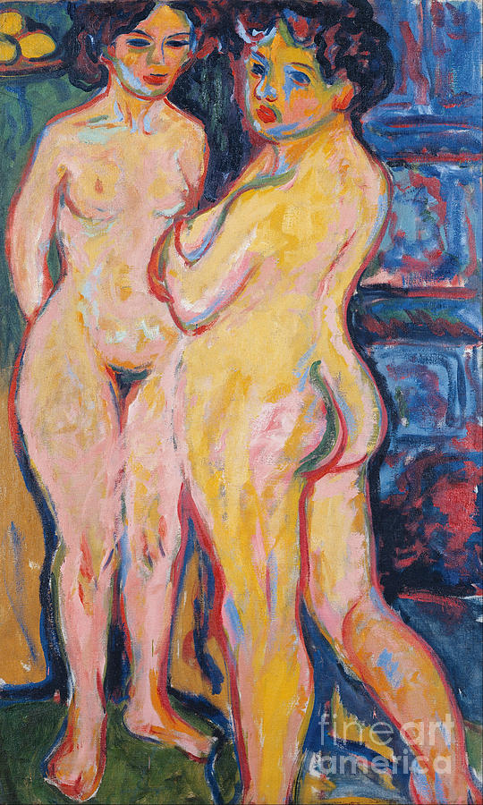 Nudes Standing By Stove, 1908. Artist Drawing by Heritage Images