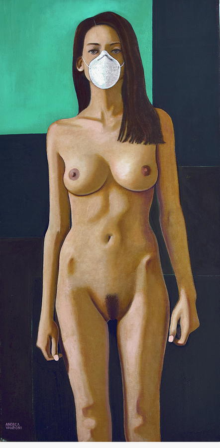 Nudo Con Maschera Anti Inquinamento Painting by Andrea Vandoni
