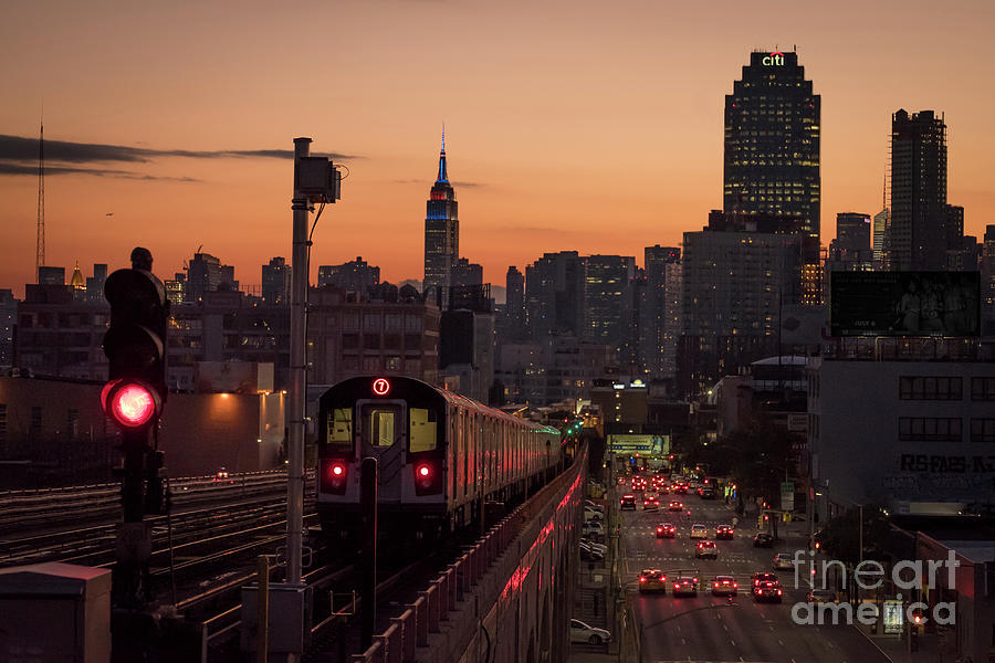 Number 7 Train And Manhattan Photograph by Steve Lewis Stock