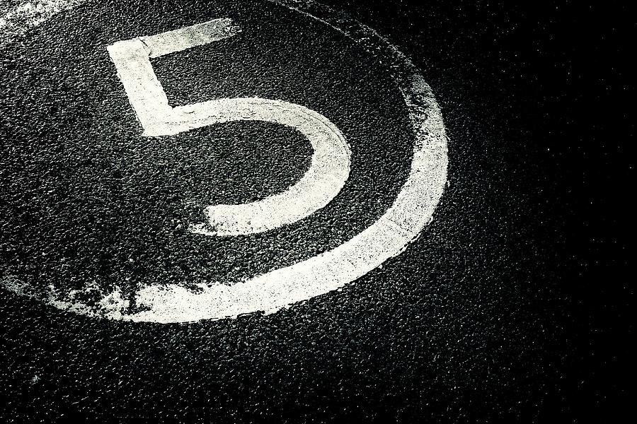 Number Five Written On Asphalt Photograph by Lluis Real - Fine Art America