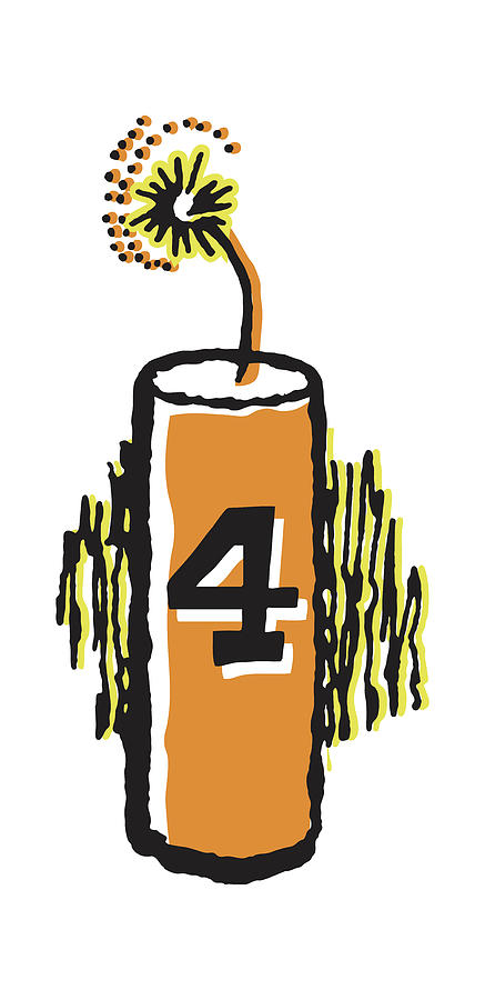 Fourth Of July Drawing - Number Four Dynamite by CSA Images
