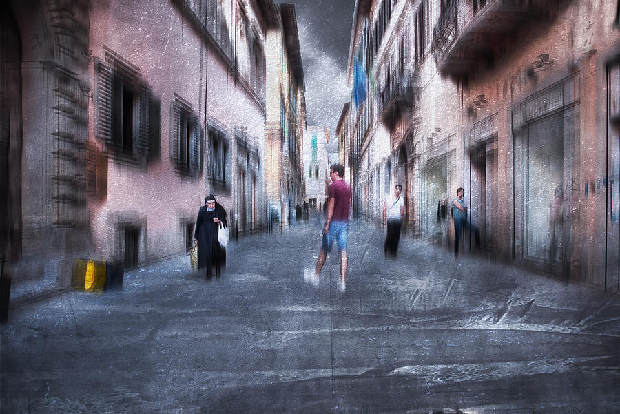 Nun Photograph - Nun With Shopping In The Alley by Nicodemo Quaglia
