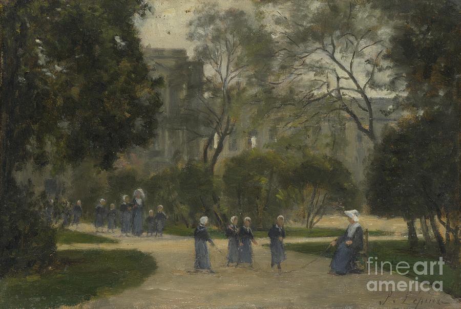 Paris Drawing - Nuns And Schoolgirls In The Tuileries by Heritage Images