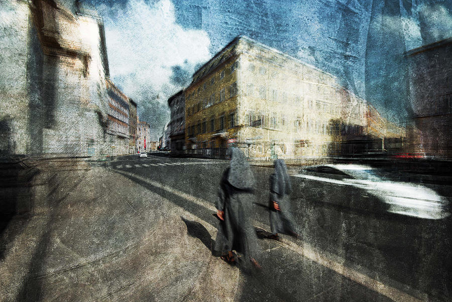 Creative Edit Photograph - Nuns In The City by Nicodemo Quaglia