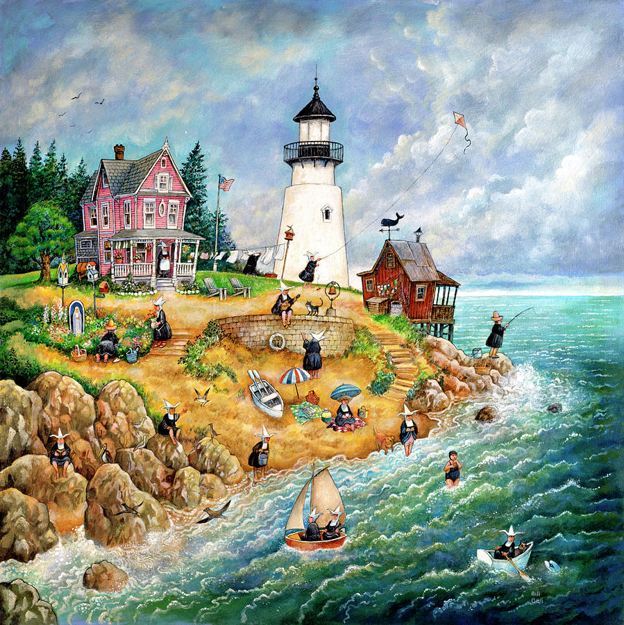 Lighthouse Painting - Nuns Light by Bill Bell