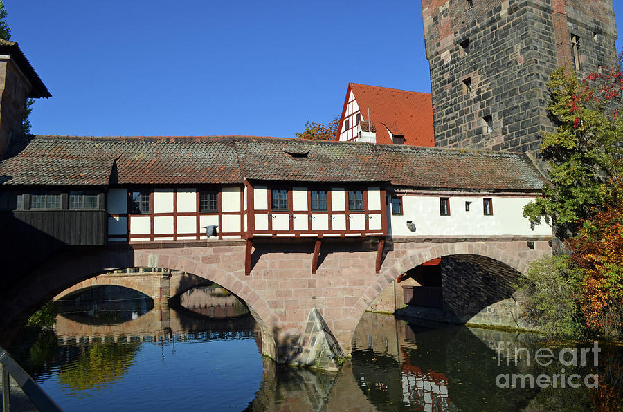 Nuremberg Half Timbered House Bridge Digital Art