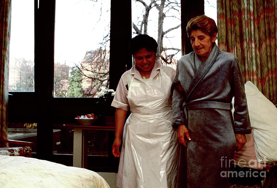 Nurse And Patient At Cancer Hospice by John Cole/science Photo Library