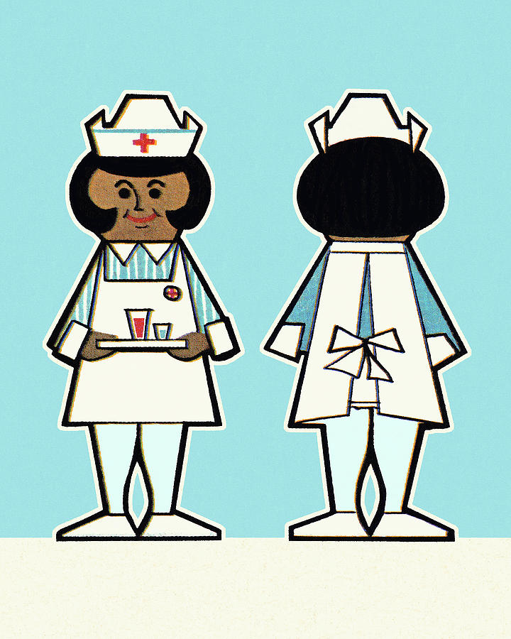 Vintage Drawing - Nurse Front and Back Side by CSA Images