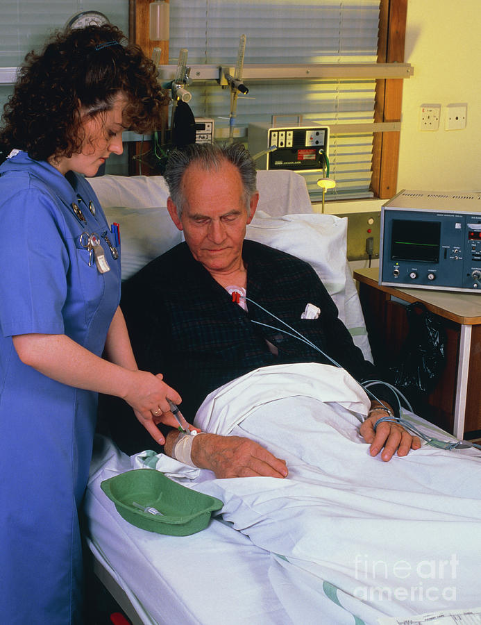 Nurse Giving Injection To Coronary Care Patient Photograph by Simon Fraser/coronary Care Unit, Freeman Hospital, Newcastle/science Photo Library