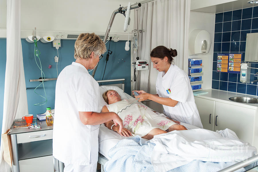Nurse Teaching A Student Nurse Photograph by Arno Massee/science Photo Library