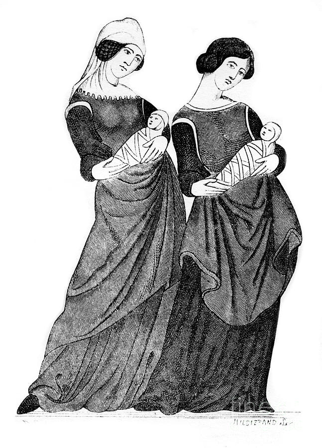 Nurses And Sucklings, C1300, 1924 Drawing by Print Collector