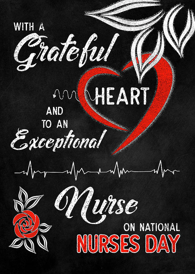 Nurses Day Grateful Heart Chalkboard Digital Art by Doreen Erhardt