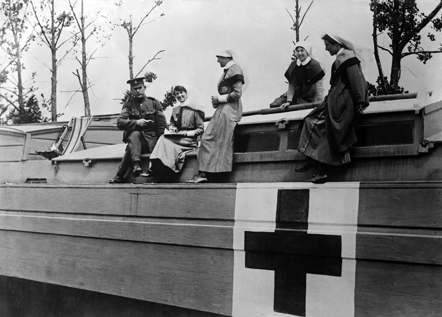 Nurses On A Hospital Barge - WWI France - 1917 Photograph by War Is Hell Store