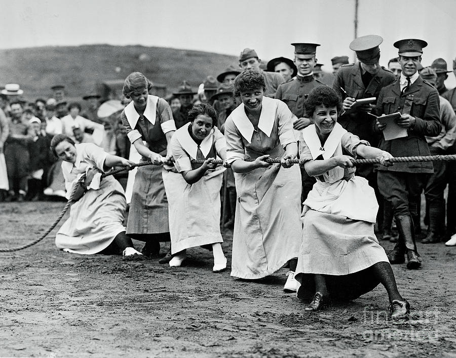 Nurses Pulling During Tug Of War Photograph by Bettmann