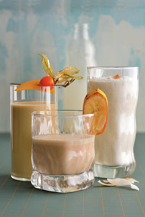 Nut And Banana Shake, Coconut And Grapefruit Lemonade, And A Tropical Drink Photograph by Tre Torri