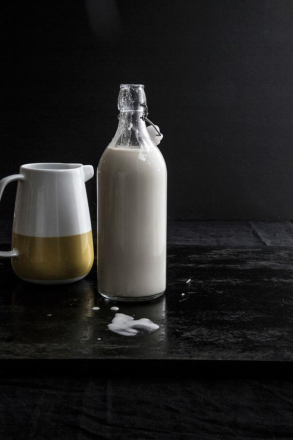 Nut Milk In A Jug And A Bottle Photograph by Sneh Roy