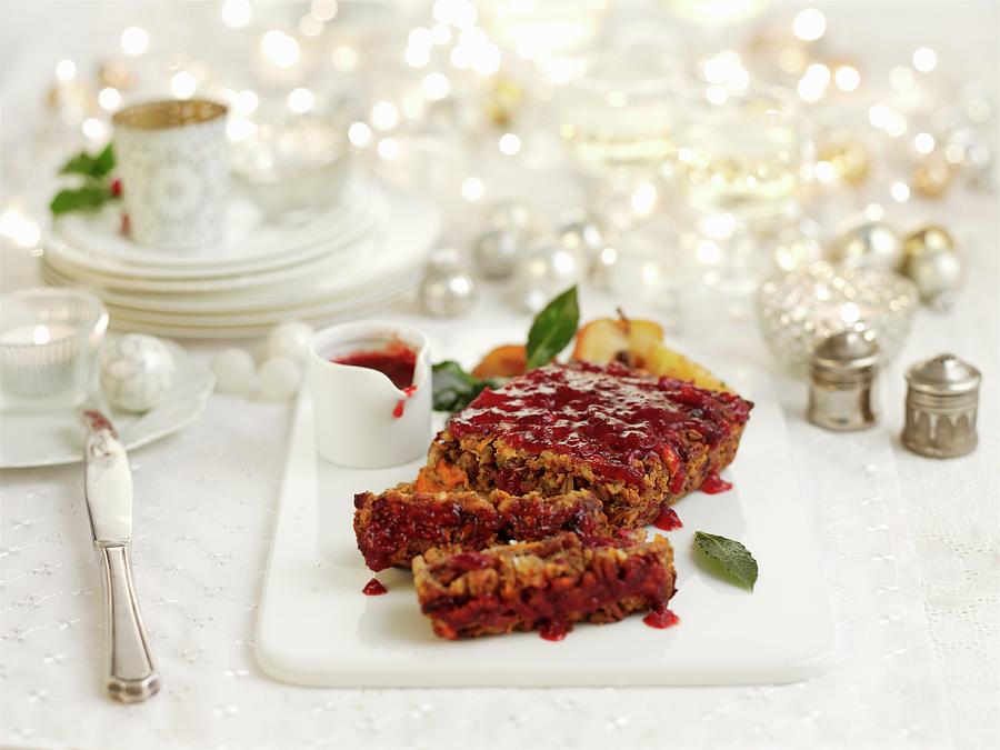 Nut Roast vegetarian Roast With Nuts And Cranberries Photograph by Ian Garlick