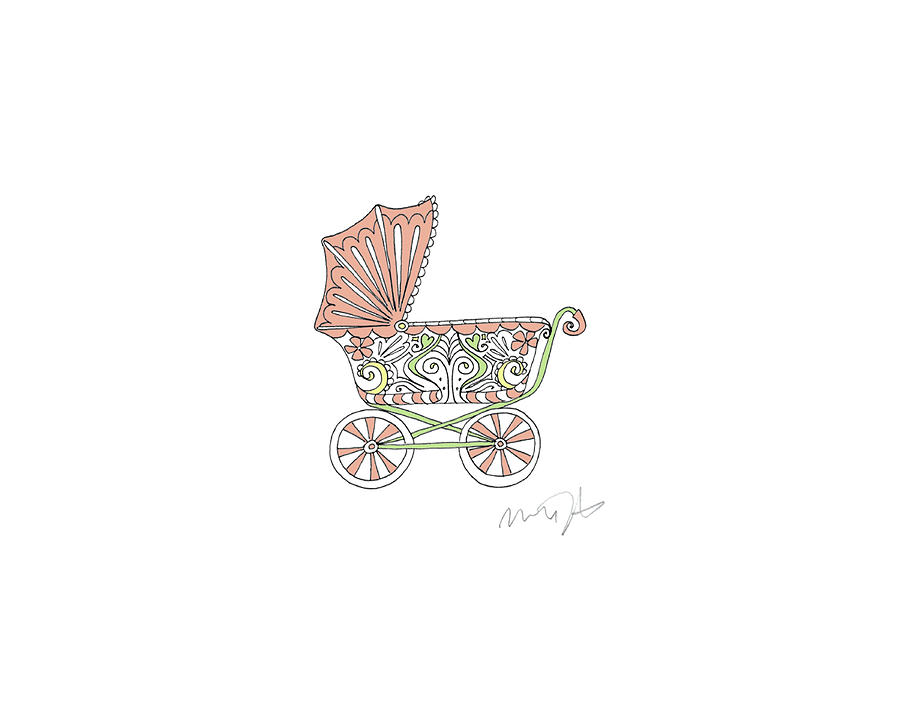 Baby Carriage Painting - Nutshell Carriage by Green Girl Canvas