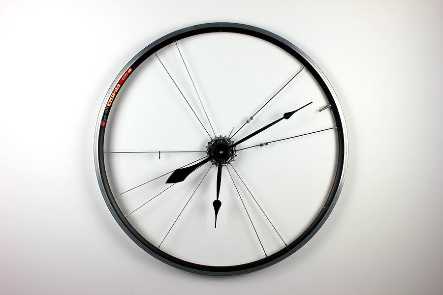 Bike Wheel Sculpture - NuWheel Clock 6.3 by Michael Ediza Bike Wheel Sculpture - NuWheel Clock 6.3 by Michael Ediza