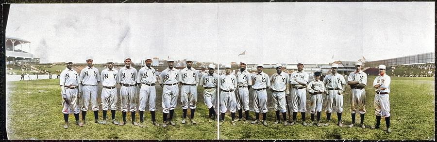 Vintage Painting - N.Y. Giants team, baseball colorized by Ahmet Asar by Celestial Images