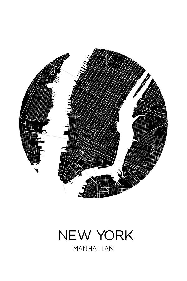 Map Photograph - Ny Manhattan by The Miuus Studio