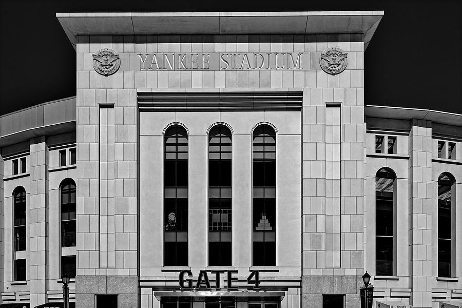 NY Yankee Stadium Gate 4 BW Photograph by Susan Candelario