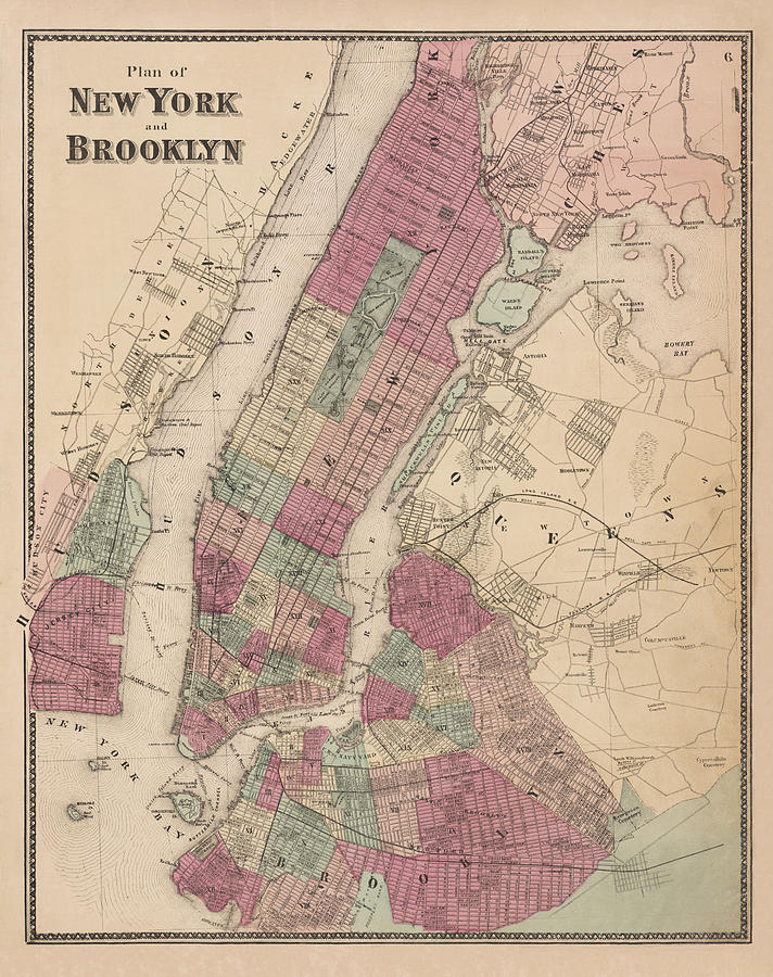 NYC and  Brooklyn Drawing by Vintage Pix