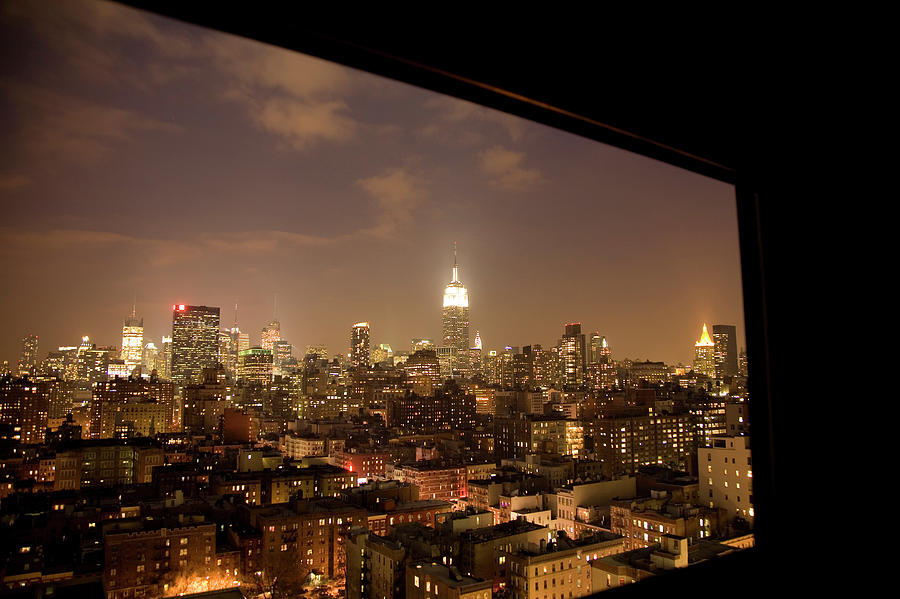 Nyc Elevated View At Night Looking Photograph by Michael Duva