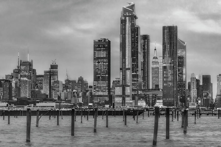 NYC ESB Skyline Hudson Yards BW Photograph by Susan Candelario