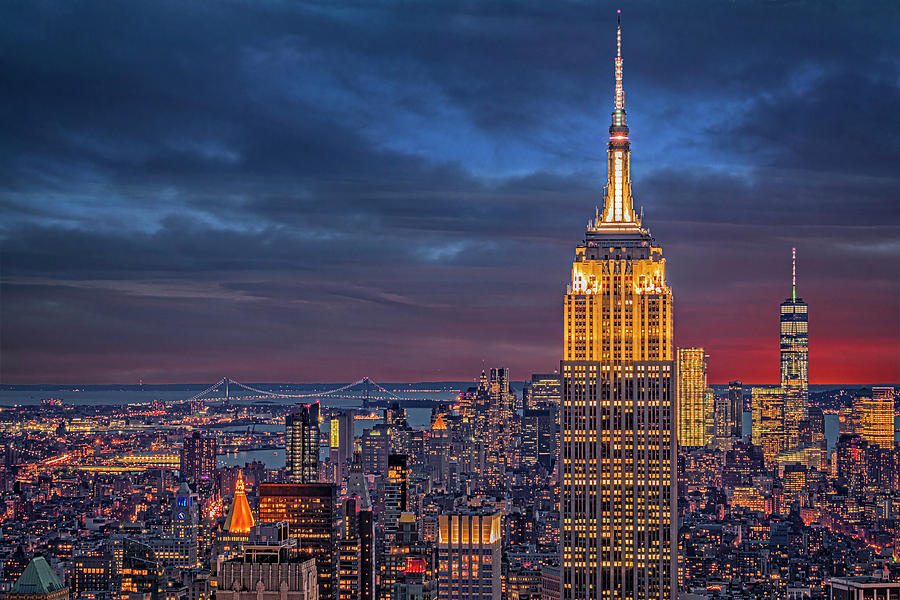 NYC ESB WTC Golden Hour Photograph by Susan Candelario