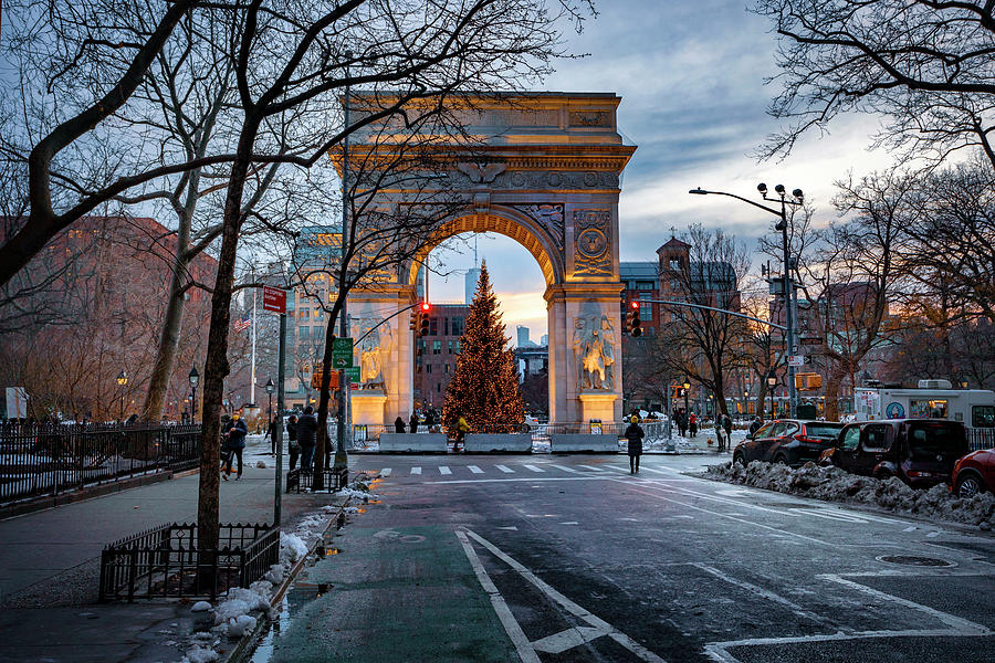Nyc, Manhattan, Greenwich Village, Washington Square Park Arch Digital Art by Lumiere