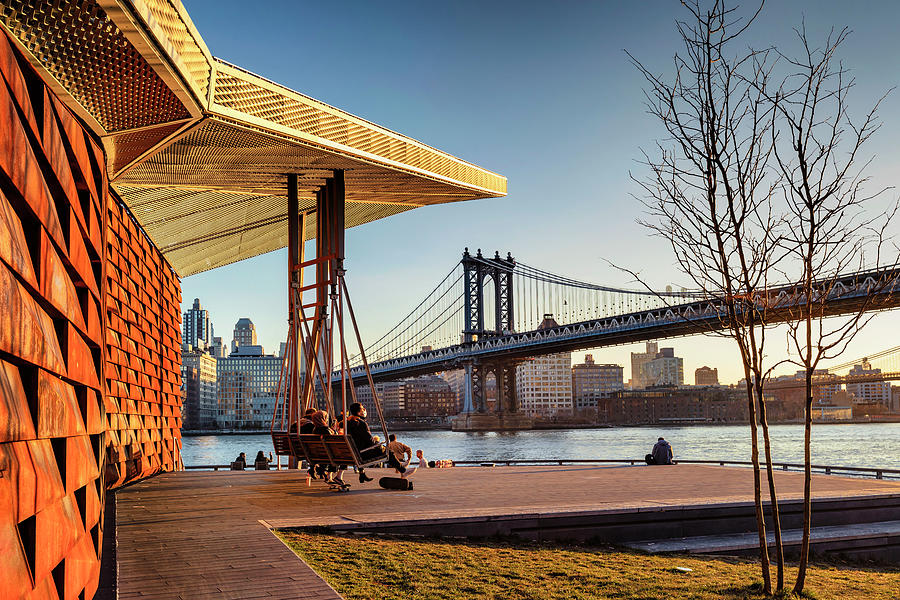 Nyc, Manhattan, Pier 35, East River Waterfront Esplanade Digital Art by Lumiere
