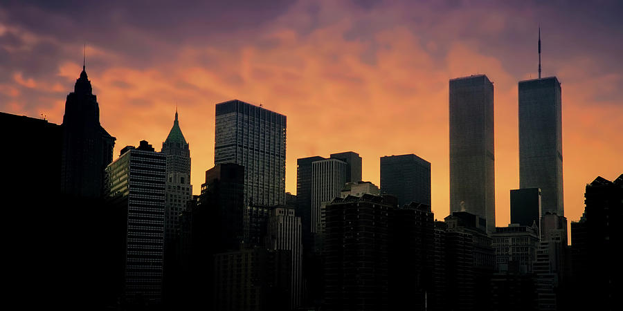 NYC Skyline Sunrise with Twin Towers Photograph by Joann Vitali