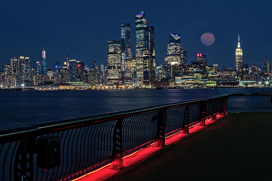 NYC Skyline Super Moon Photograph by Susan Candelario