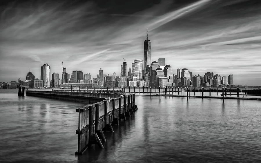 NYC Sunset bw Photograph by Jerry Fornarotto