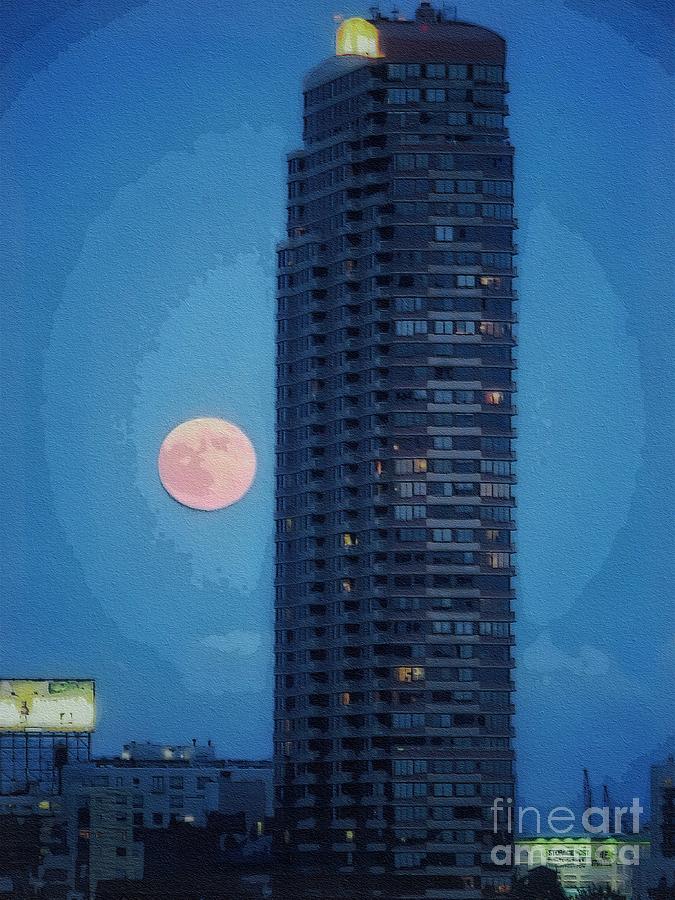 NYC Super Moon Digital Art by Diana Rajala