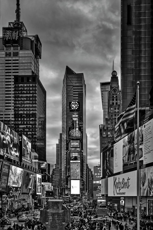 NYC Times Square  BW Photograph by Susan Candelario
