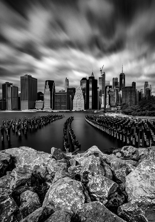 Black And White Photograph - NYC wiew from Brooklyn by Patrice Bilesimo
