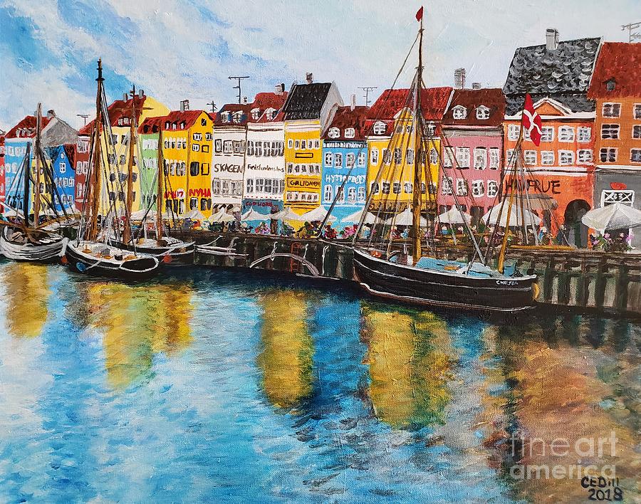 Nyhavn, Copenhagen, Denmark Painting by C E Dill