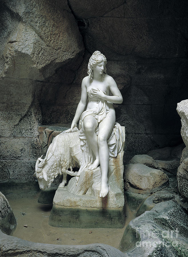 Nymph with a Goat, from the Laiterie de la Reine Sculpture by Pierre Julien