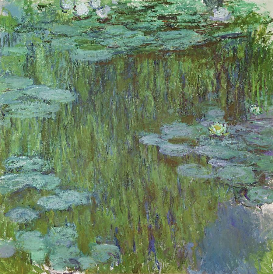 Nympheas a Giverny-waterlilies at Giverny,1918 Canvas, 194 x 100 cm. Painting by Claude Monet -1840-1926- Nympheas a Giverny-waterlilies at Giverny,1918 Canvas, 194 x 100 cm. Painting by Claude Monet -1840-1926-