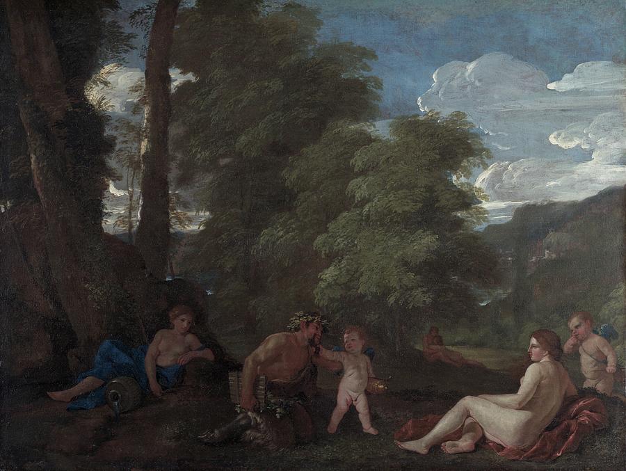 Nymphs And A Satyr Painting by Nicolas Poussin