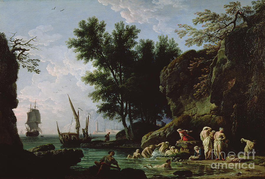 Nymphs Bathing In The Morning Painting by Claude Joseph Vernet