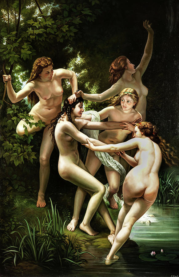 Nude Painting - Nymphs by Unknown 19th century