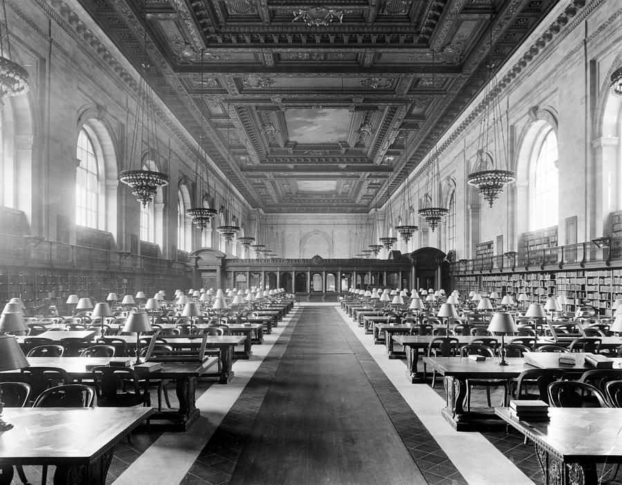 Nypl, Main Branch, Reading Room, 1910s Photograph by Science Source