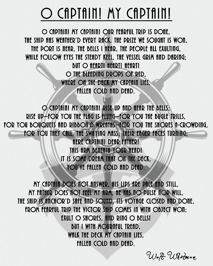 poem o captin my captain poem o captin my captain